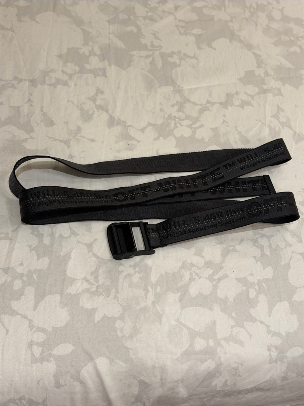 Off-White Black Industrial Web Belt with Matte Buckle - Picture 3 of 6